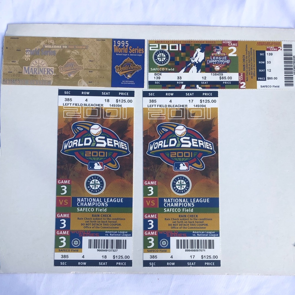 RARE: 1995 & 2001 Seattle Mariners Playoff & World Series Tickets